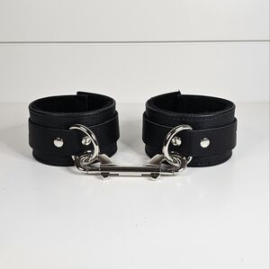 Bondage - Fleece Lined Black Garment Leather Wrist Cuffs Real Leather